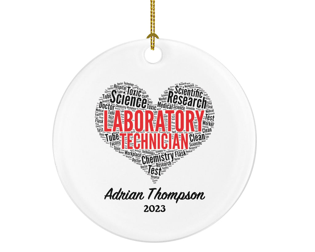 Laboratory Technician Christmas Ornament Personalized - Phlebotomist Gift, Healthcare Worker Essential Employee Appreciation, Hospital