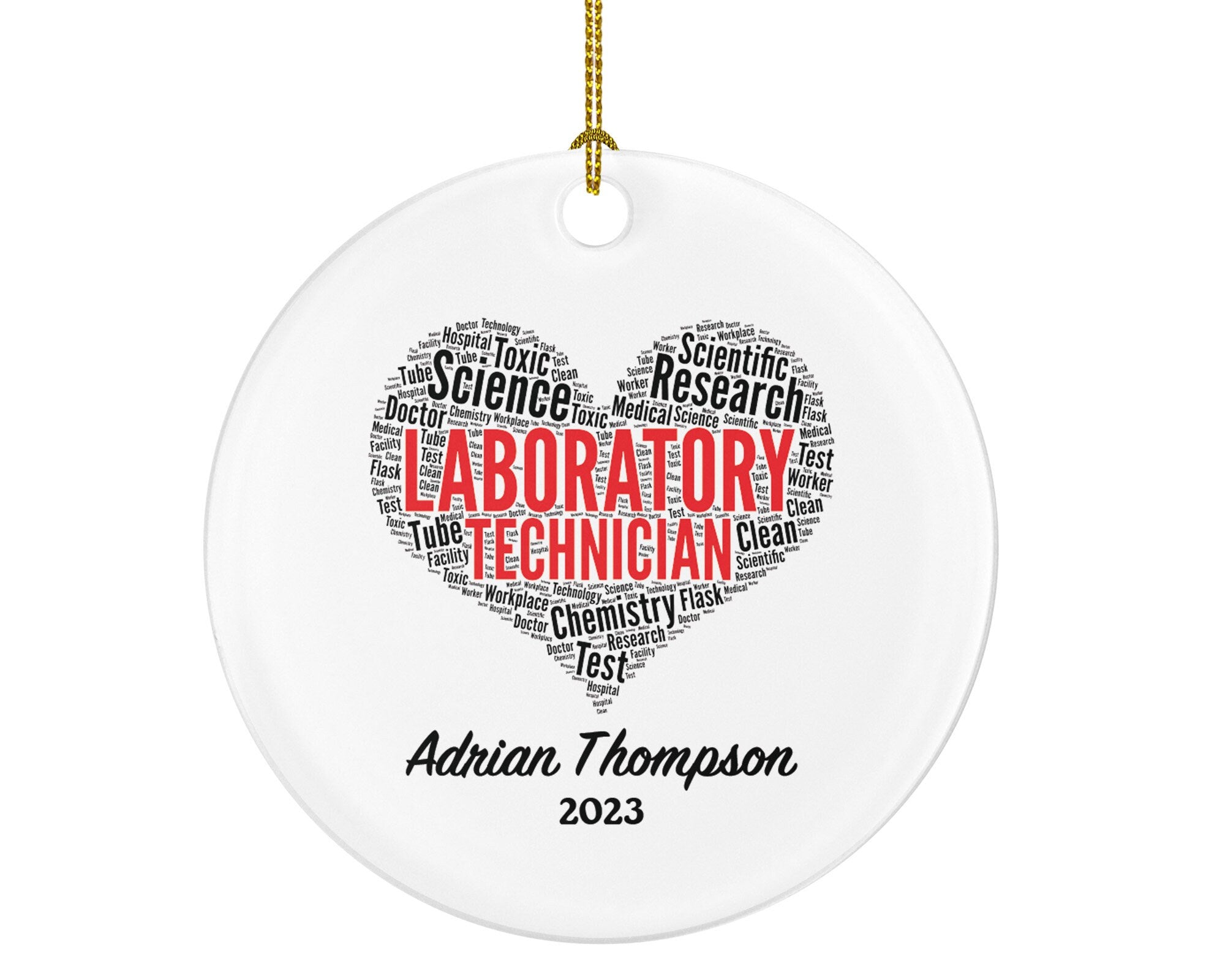 Laboratory Technician Christmas Ornament Personalized - Phlebotomist Gift, Healthcare Worker Essential Employee Appreciation, Hospital