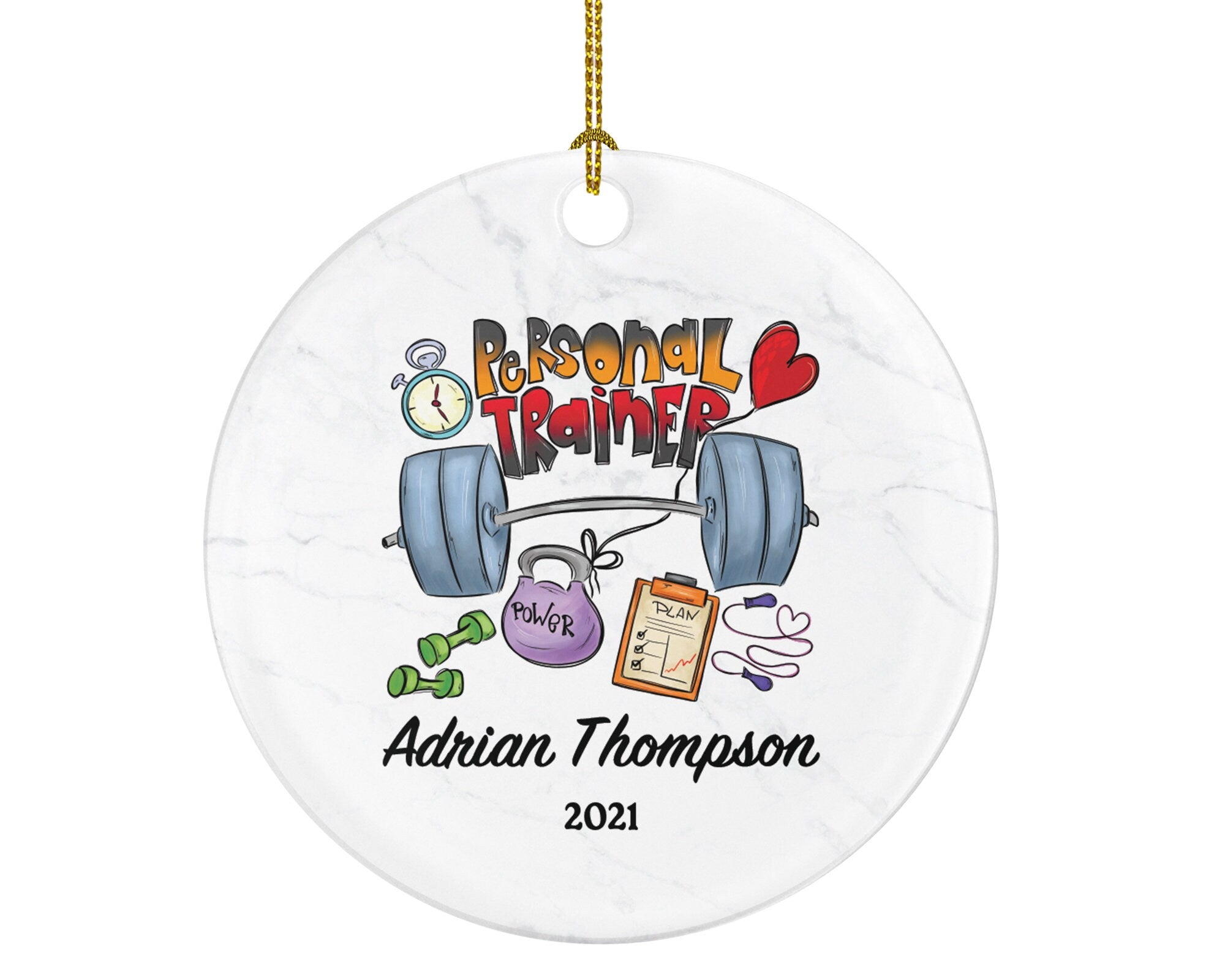 Personal Trainer Fitness Pilates Yoga Workout Christmas Ornament Personalized - Custom Healthy Lifestyle Training Exercise PT Gift