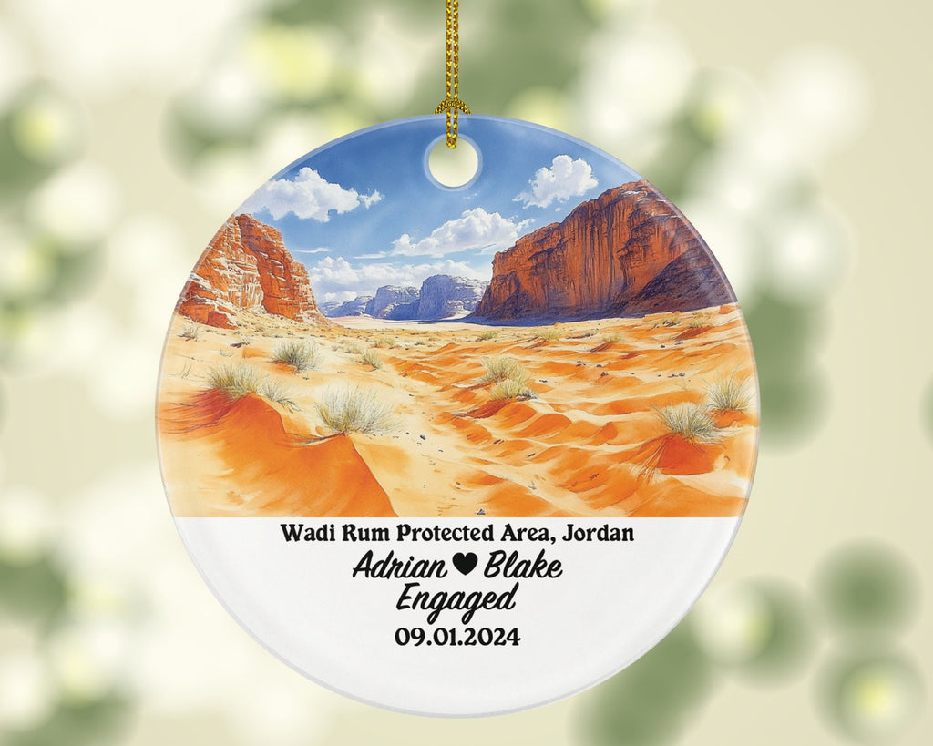Wadi Rum Protected Area Christmas Ornament Personalized - Jordan Engaged Married Family Together Couple Travel Honeymoon Engagement Marriage
