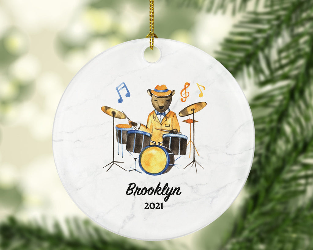 Drum Player Drummer Christmas Ornament Personalized - Drum Set Musical Instrument Drum Set Player Gift for Drums Player - Custom Name Year
