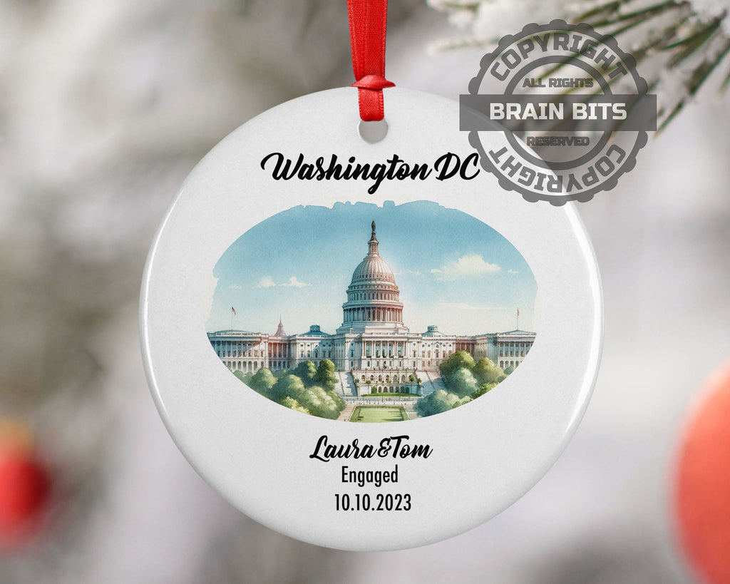 Washington DC Ornament, Engagement, Married, Travel, Gift for Engaged Couple, Engagement Gift, Trip, Vacation Souvenir