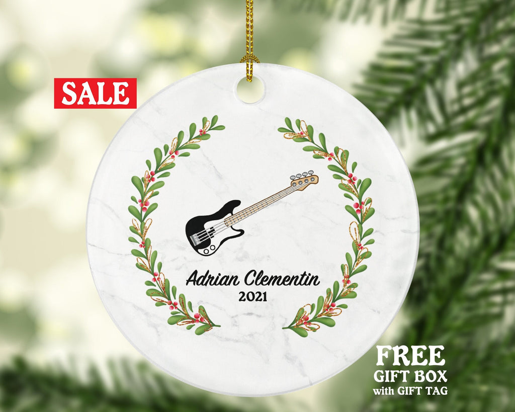 Electric Guitar Christmas Ornament Personalized - Musical Instrument Guitarist Playing Guitar Gift for Guitarist - Custom Name Year
