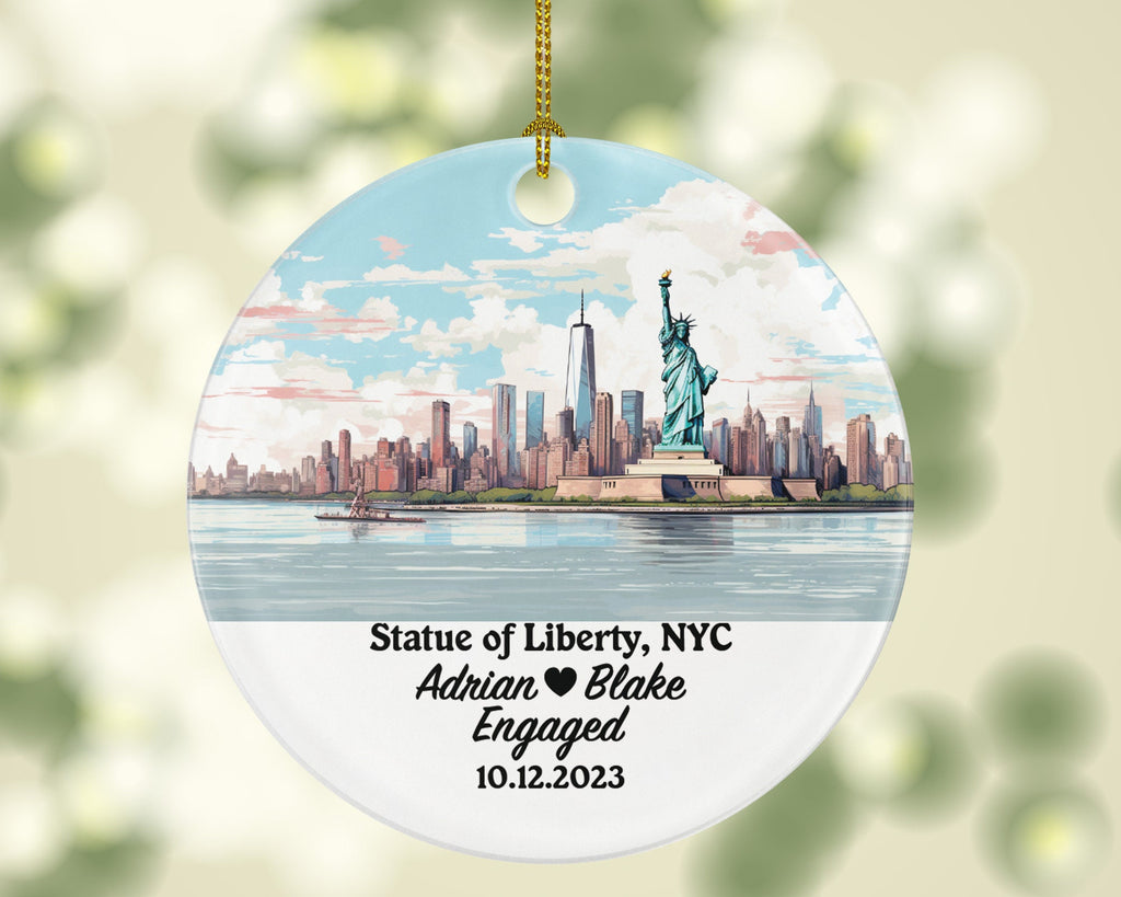 New York City Christmas Ornament Personalized - Engaged Married Family Together Couple Travel Honeymoon Wedding Engagement Marriage