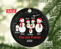 Personalized Christmas Ornament with Cat Pet Fur Family Owner Lover Snowmen Snowman Big Family of 5 Five Cat Mom Dad Kids Children Custom