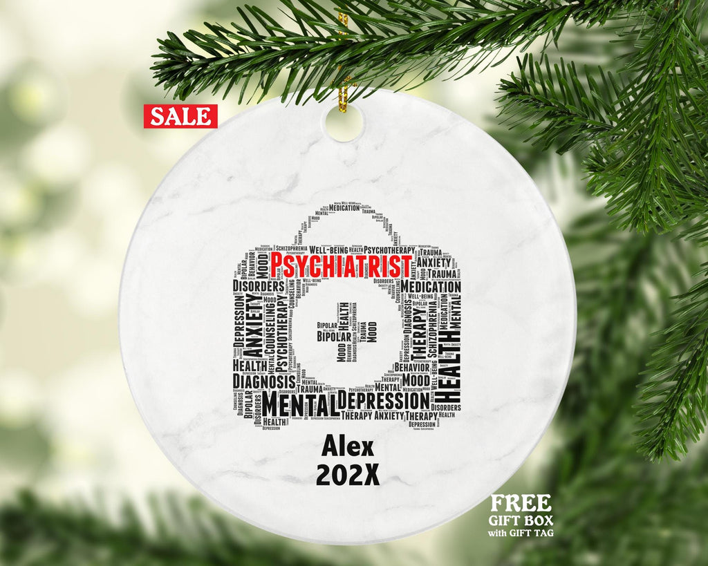 Personalized Psychiatrist Ornament – Mental Health Doctor Gift, Word Art Holiday Keepsake, Custom Medical Professional Ornament