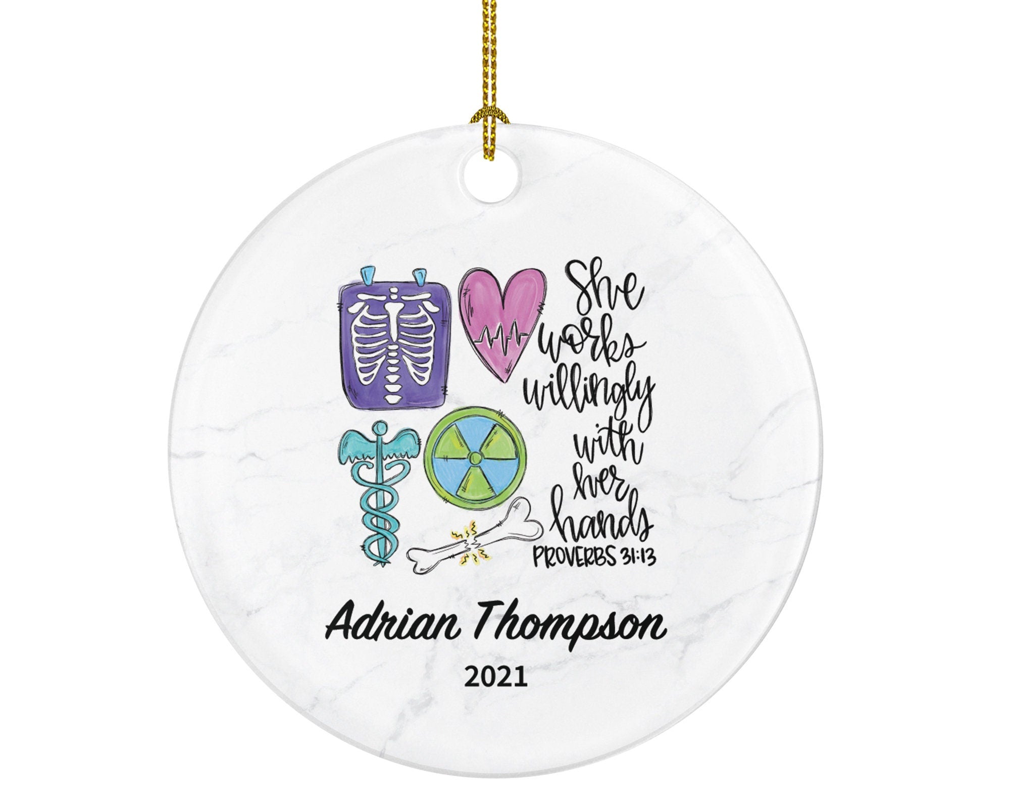 Radiology Nurse Assistant Technologist  X-Ray Technician Christmas Ornament Personalized - Radiologic Scan Health Worker Gift