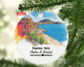 Custom Naples Italy Round Ceramic Christmas Ornament – Personalized Holiday Keepsake, Custom Couple Gift for Wedding or Honeymoon