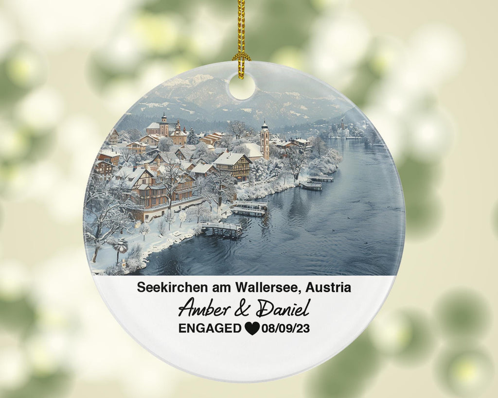 Custom Austria Seekirchen am Wallersee Ornament – Personalized Wallersee Lake, Church Keepsake, Couple Gift for Wedding or Honeymoon