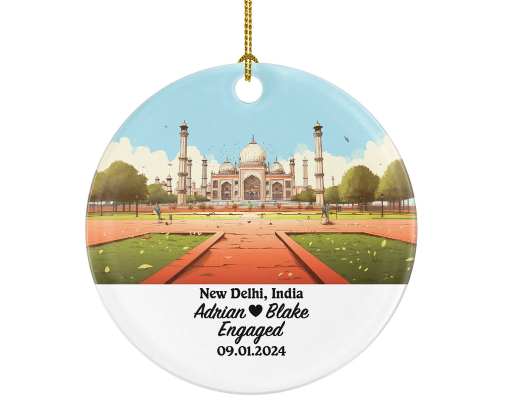 New Delhi Christmas Ornament Personalized - India Engaged Married Family Together Couple Travel Honeymoon Engagement Marriage