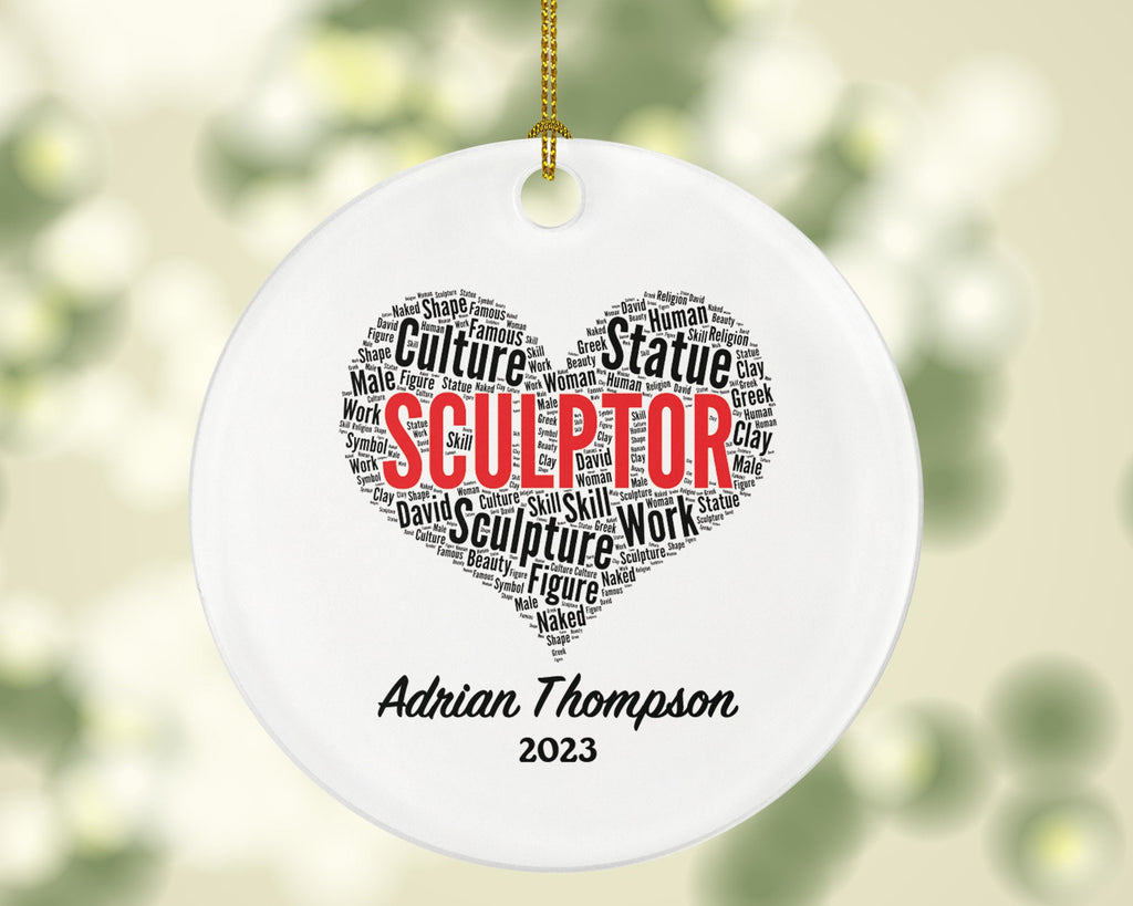 Sculptor Personalized Christmas Ornament, Sculpture Statue Figure Art Lover, Art Teacher, Xmas Artist Custom Gift