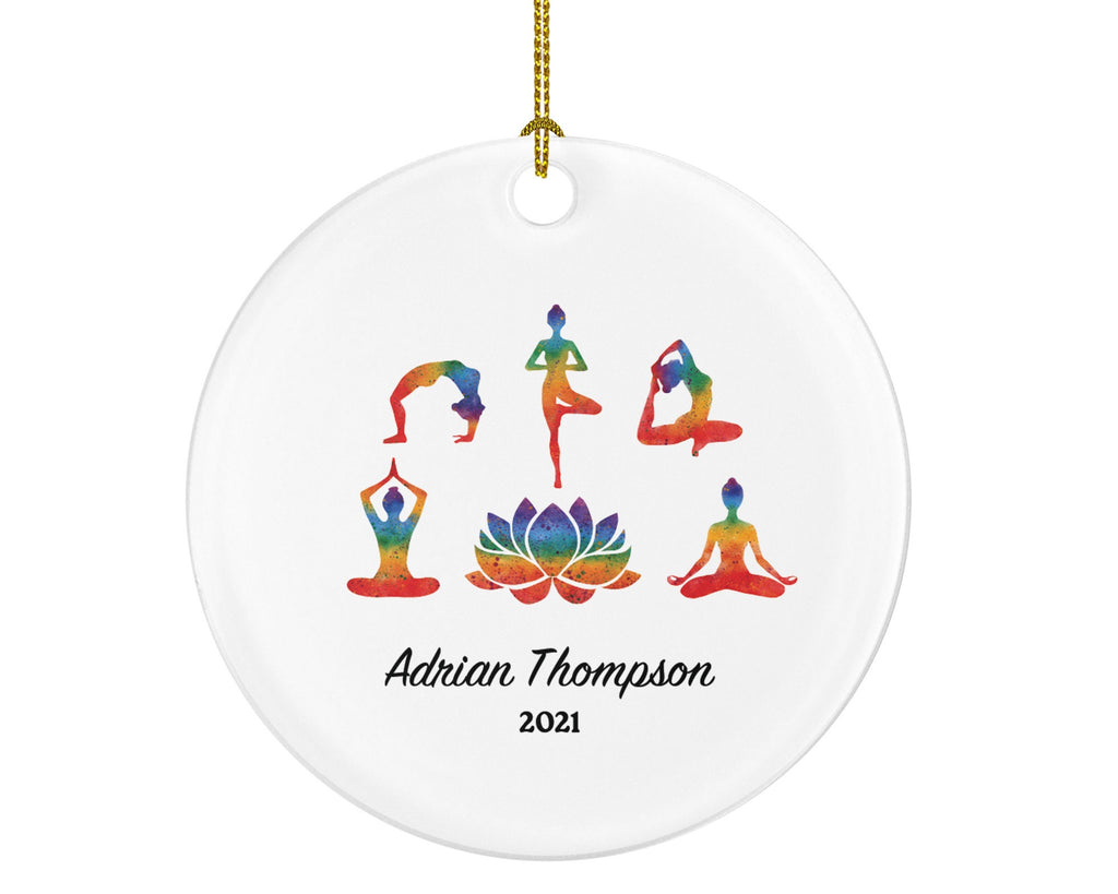 Yoga Christmas Ornament - Yoga Pose Personalized Meditation Happy Asanas, Stretching, Meditation Namaste Gift for Female Girl