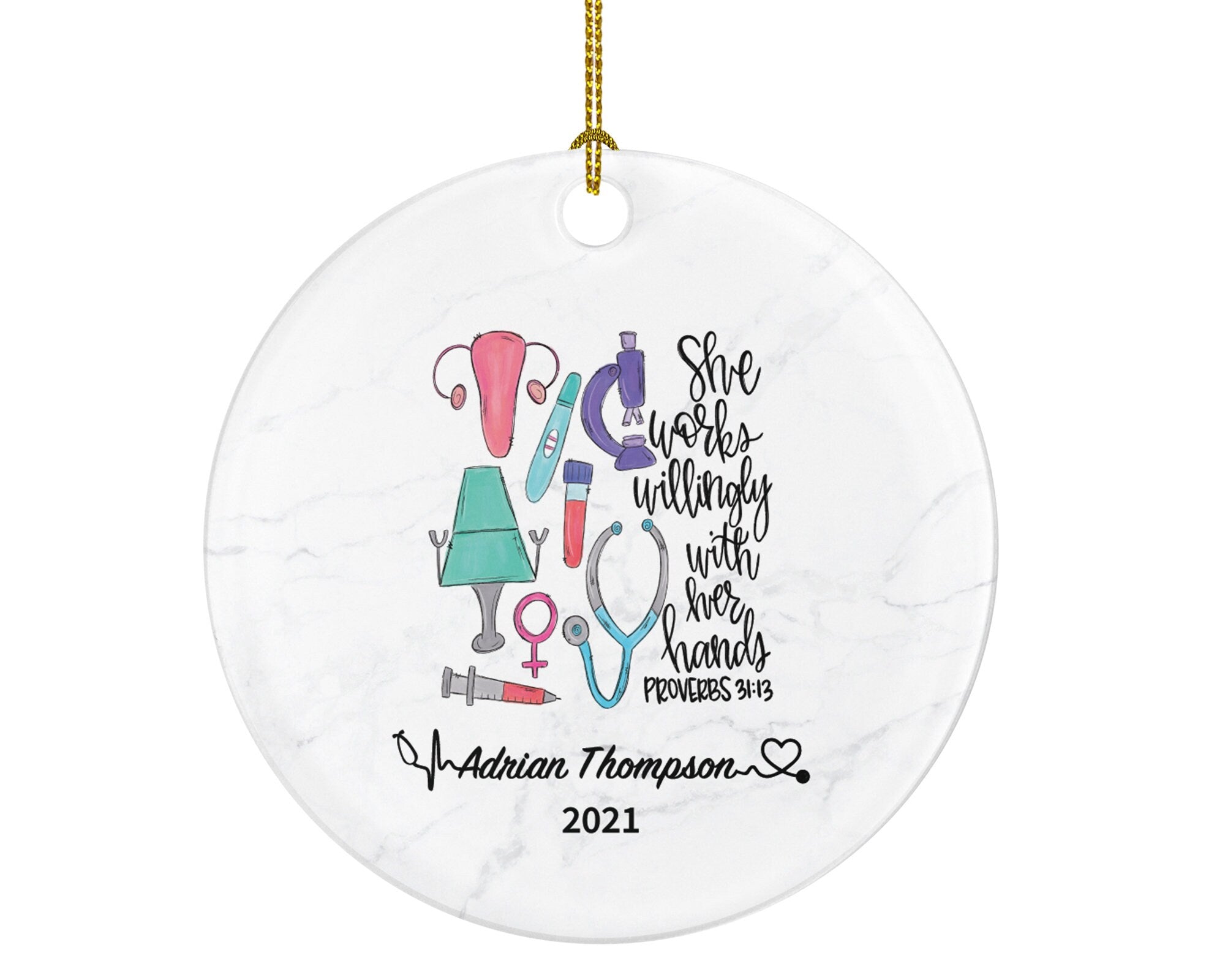 Obstetrician Gynecology Nurse Midwife Doctor Christmas Ornament Personalized - OB-GYN Obgyn Gynecologist - Medical Dr Gift for MD