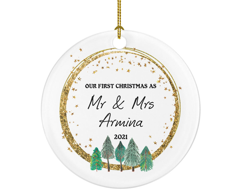 Our First Christmas as Mr & Mrs Married Couple Christmas Ornament Personalized - Newlywed Mr. and Mrs. Custom Gift
