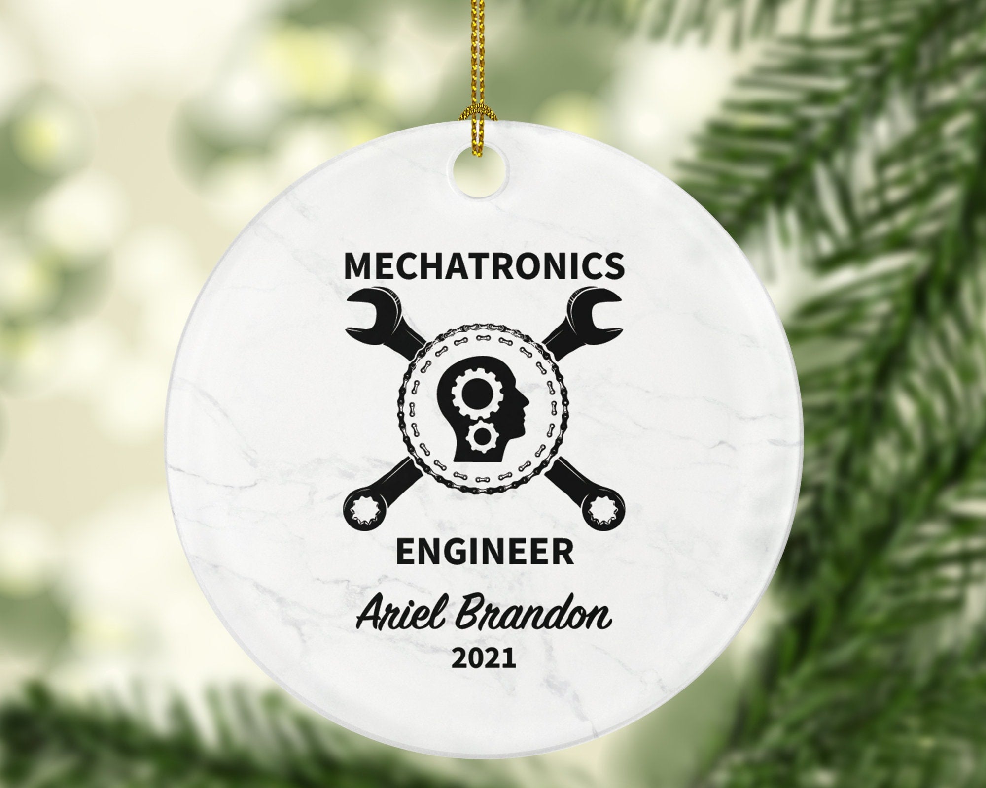 Mechatronic Engineer Christmas Ornament Personalized - Mechanical and Electronics Engineering - Custom Name Year Gift