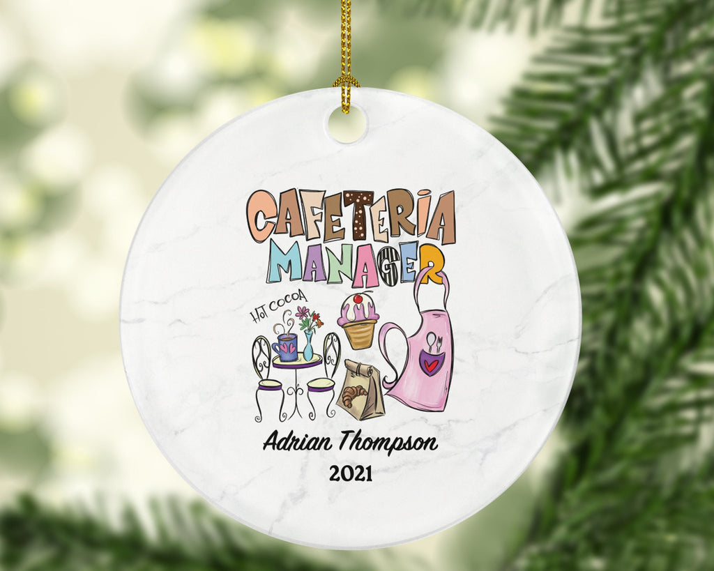 Cafeteria Manager Christmas Ornament Personalized - Gift for Cafe Manager Custom Name Year