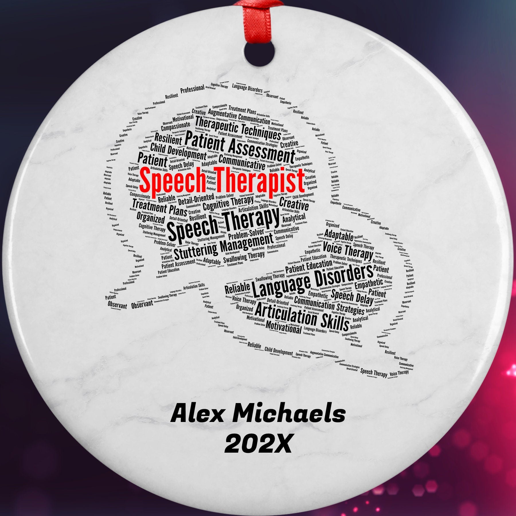 Speech Therapist Personalized Christmas Ornament