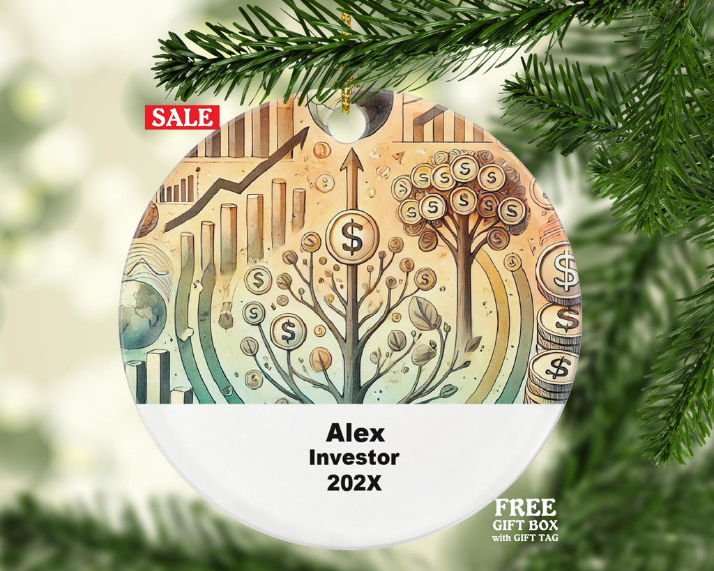Personalized Investor Ornament – Custom Finance Gift – Wealth Builder Ornament with Name and Year