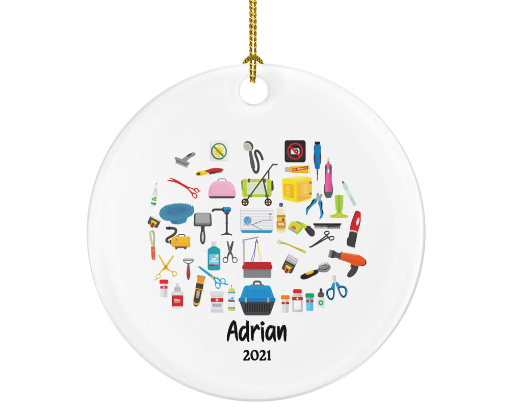 Pet Groomer Christmas Ornament Personalized - Dog Salon, Shop Groomer, Pet Animal Owner Gift - Custom Name Year