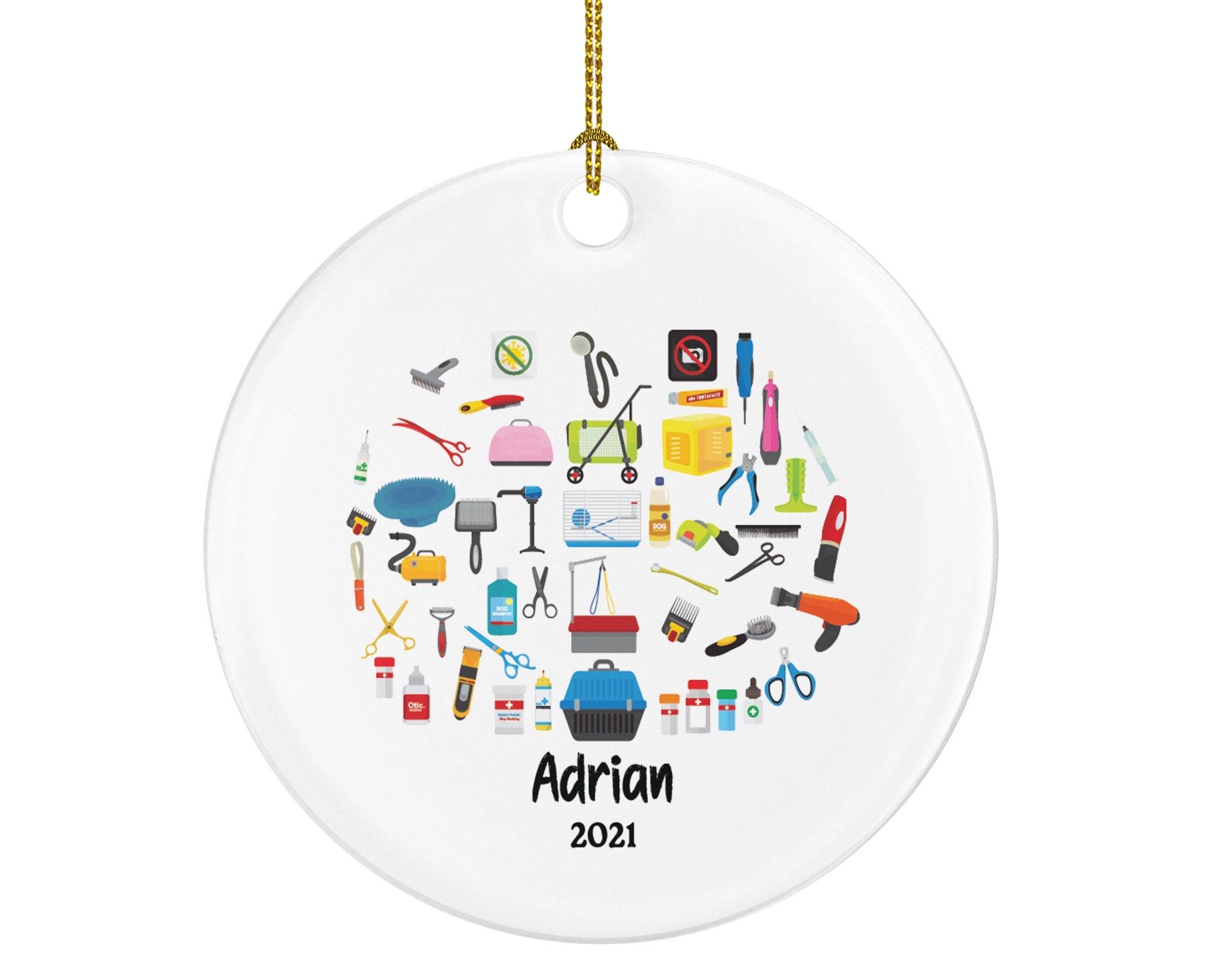 Pet Groomer Christmas Ornament Personalized - Dog Salon, Shop Groomer, Pet Animal Owner Gift - Custom Name Year