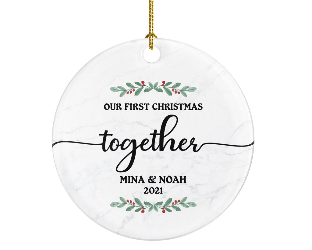 First Christmas Together Couple Christmas Ornament Personalized - Our First New Couple Gift - Custom Names and Year