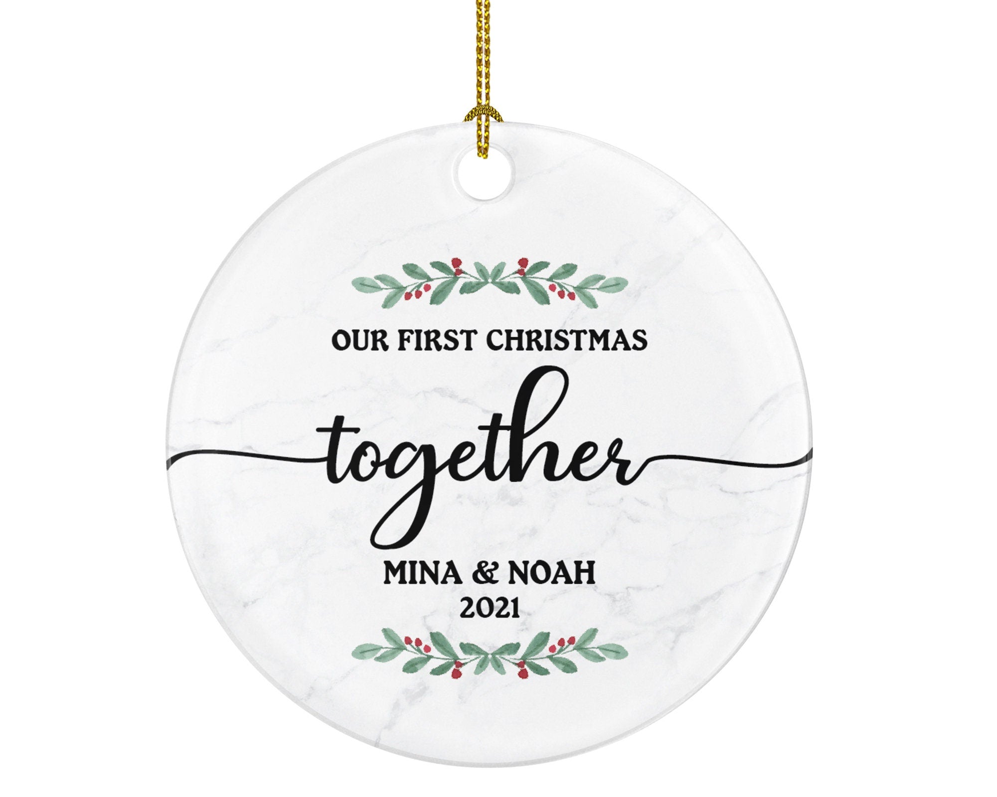 First Christmas Together Couple Christmas Ornament Personalized - Our First New Couple Gift - Custom Names and Year