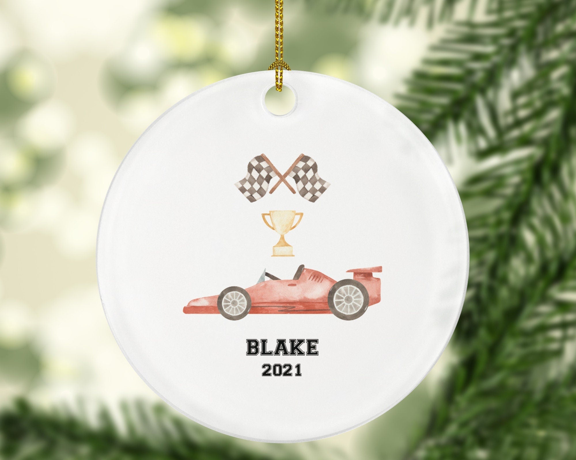 Racing Cars Christmas Ornament Personalized - Racing Gift Keepsake