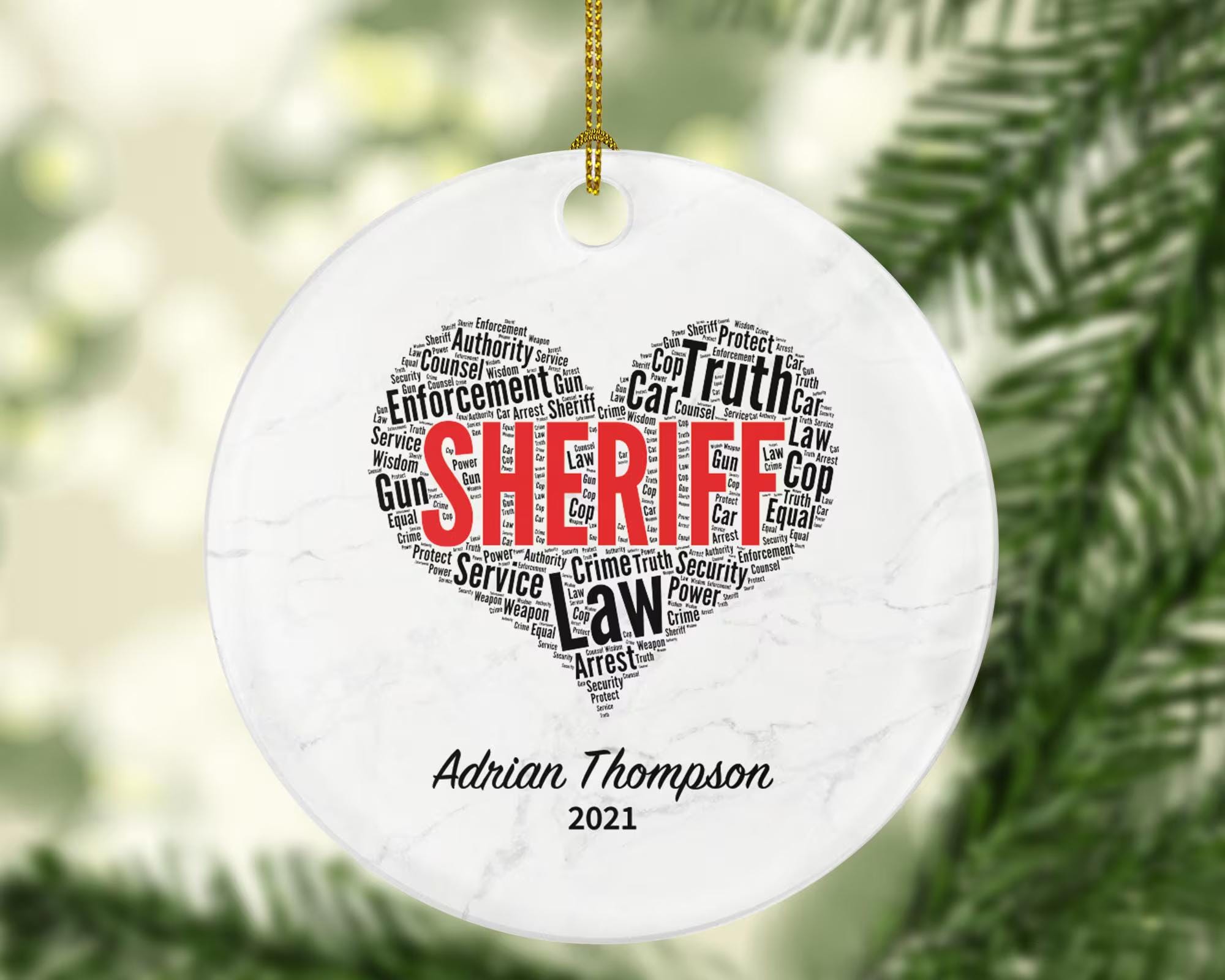 Sheriff Christmas Ornament Personalized - Sheriff Western Gift