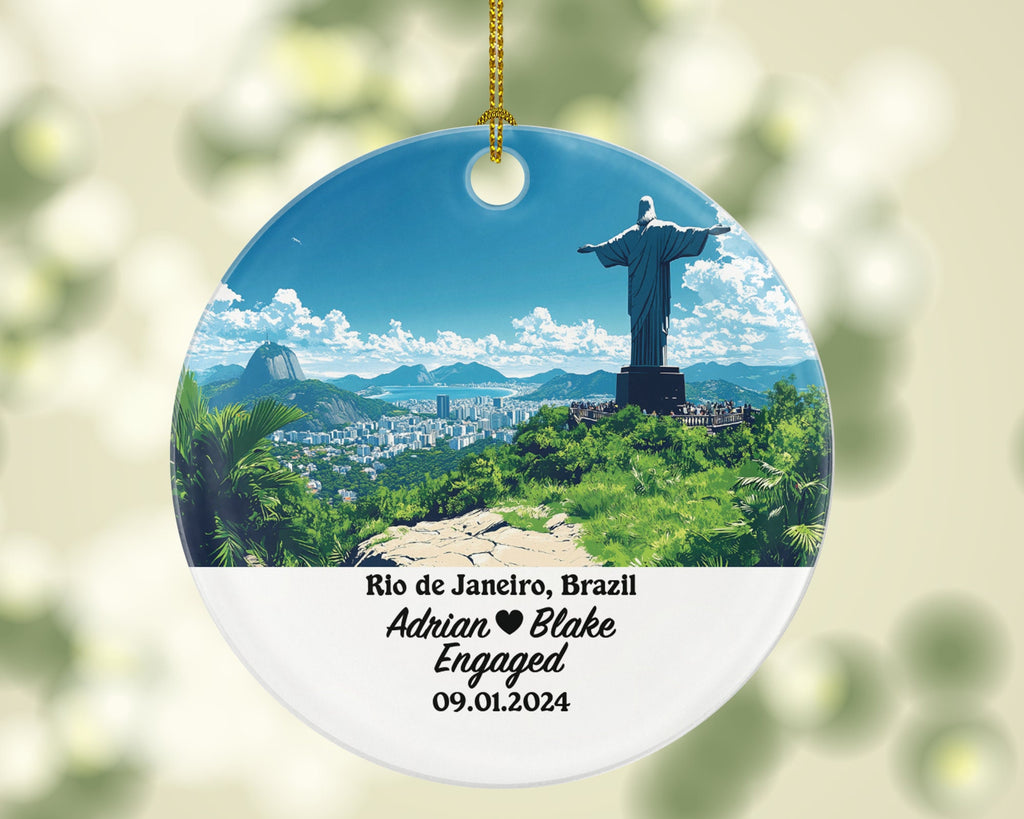 Rio de Janeiro Christmas Ornament Personalized - Brazil Engaged Married Family Together Couple Travel Honeymoon Engagement Marriage