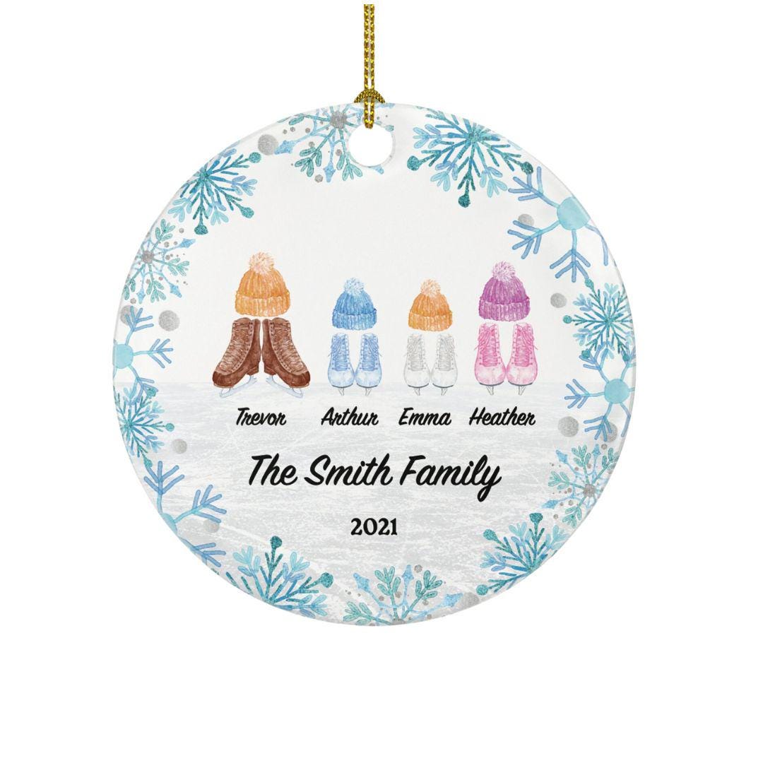 Ice Skating Christmas Family Married Engaged Couple Ornament - Figure Skater Personalized Gift Skate Lover Sports Activity Hobby Occupation