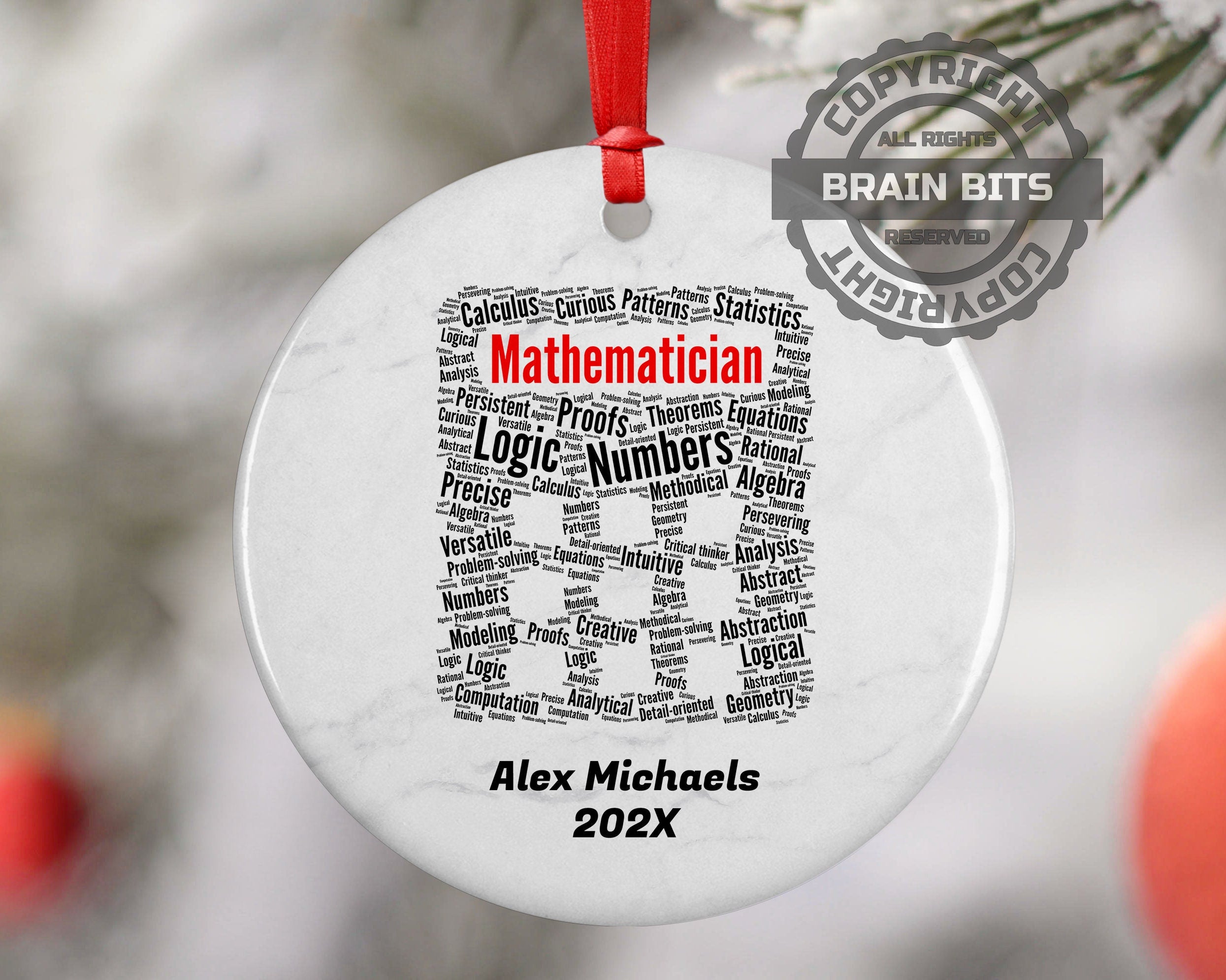 Mathematician Personalized Christmas Ornament