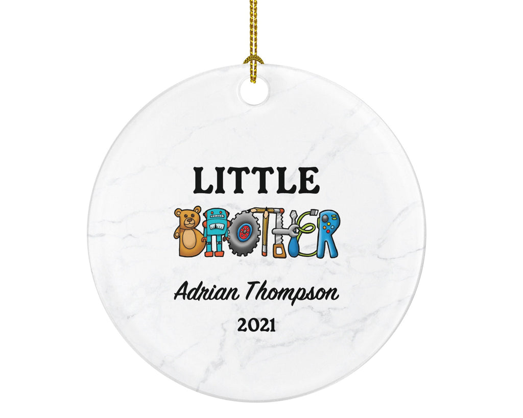 Little Brother Personalized Christmas Ornament, Best Little Brother Ever Gift from Sibling Kids Christmas Decoration