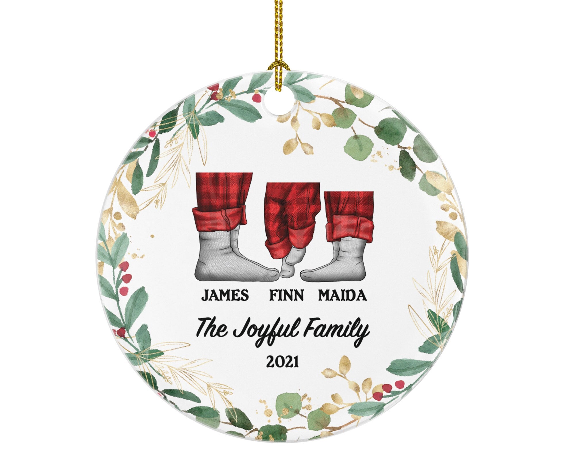 Family of 3 Christmas Ornament Personalized - Parents Mother Father Child Girl Boy Mom Dad Gift Christmas Pajamas