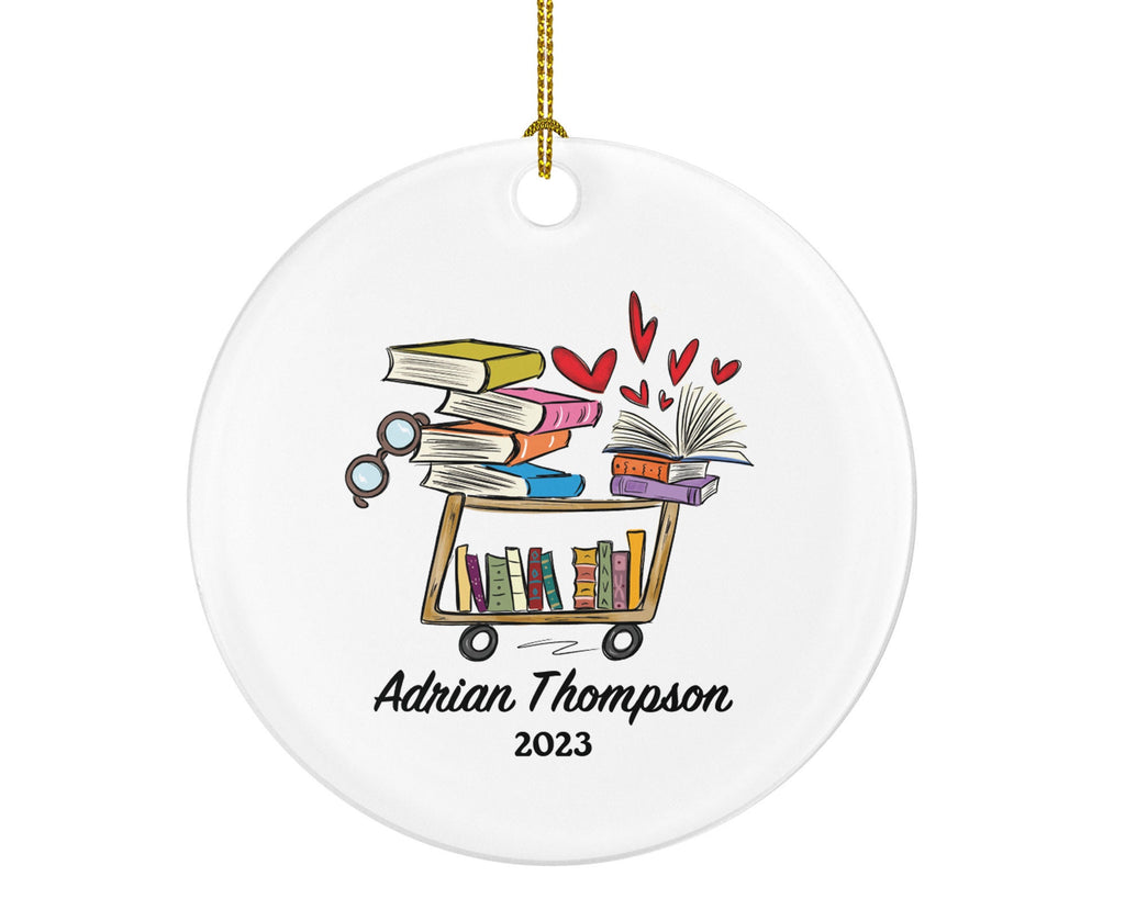 Librarian Christmas Ornament Personalized - Library Worker Bookworm Gift Custom Name