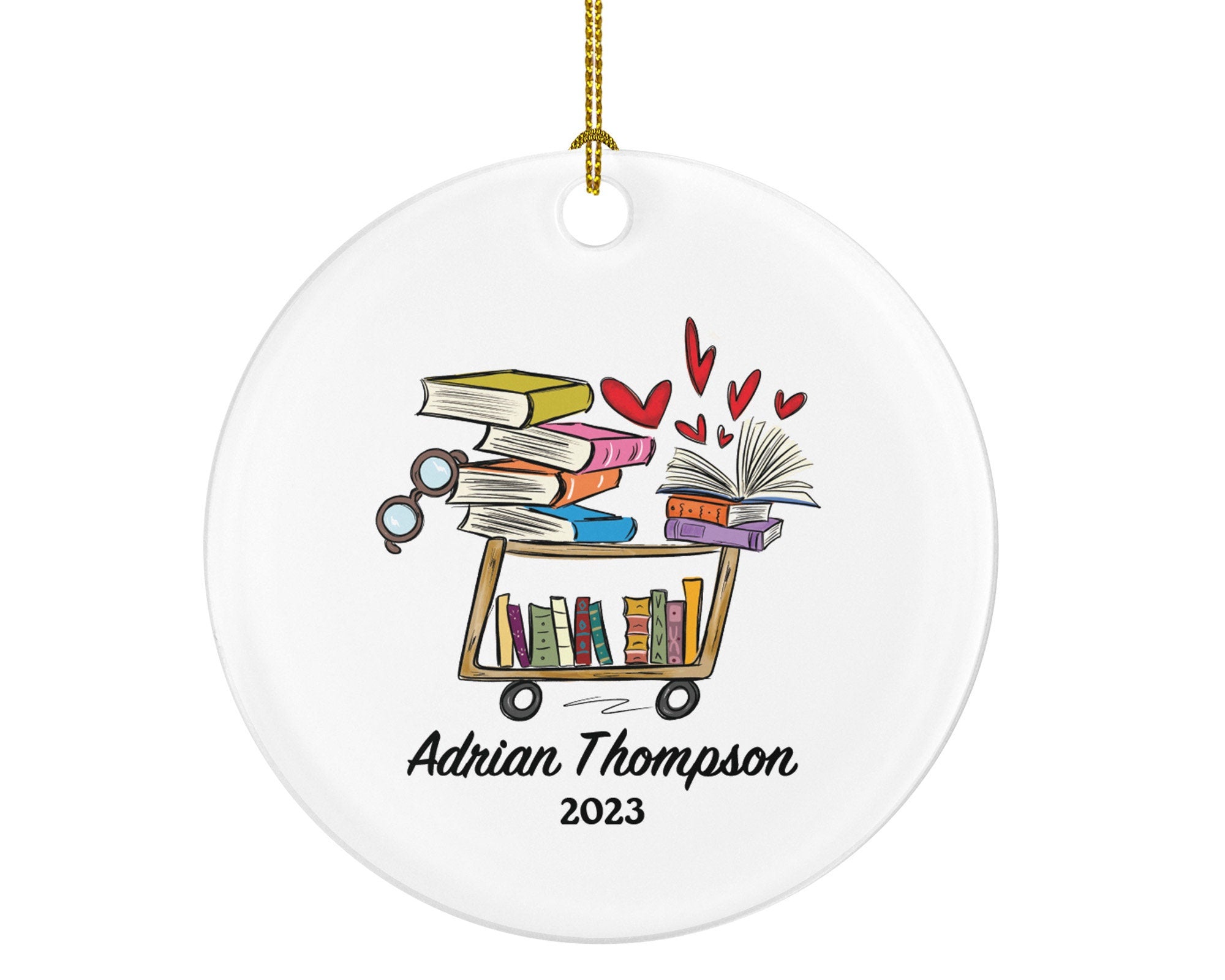Librarian Christmas Ornament Personalized - Library Worker Bookworm Gift Custom Name