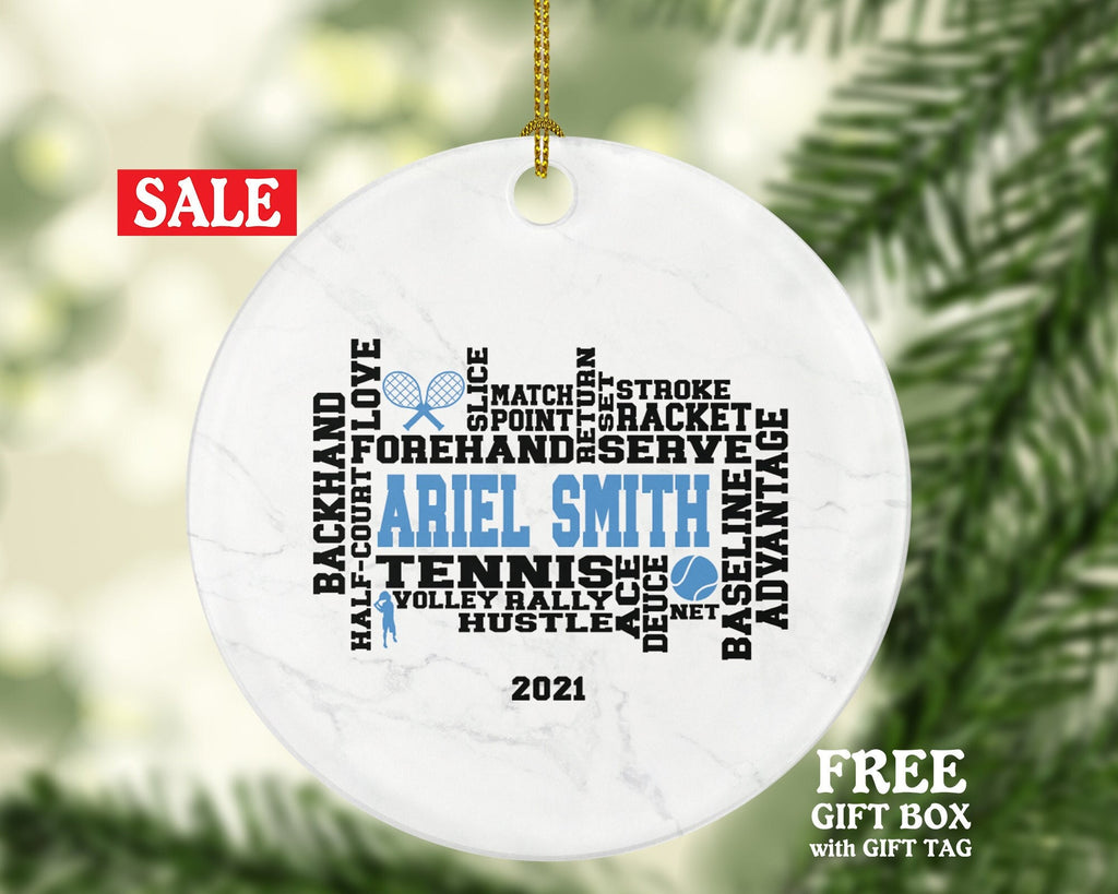Tennis Player Gamer Christmas Ornament - Personalized Sports Custom Name Gift Coach Team Hobby Fan Gift