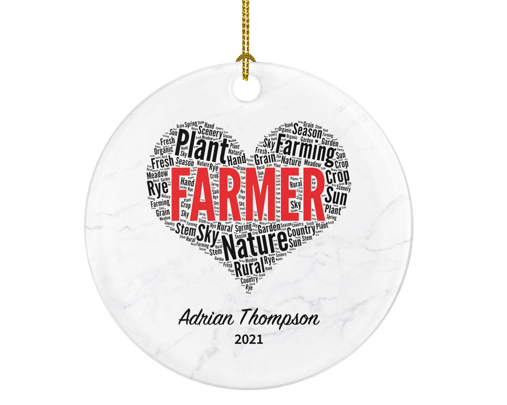 Farmer Christmas Ornament Personalized - Farm Worker Gift - Custom Name Year