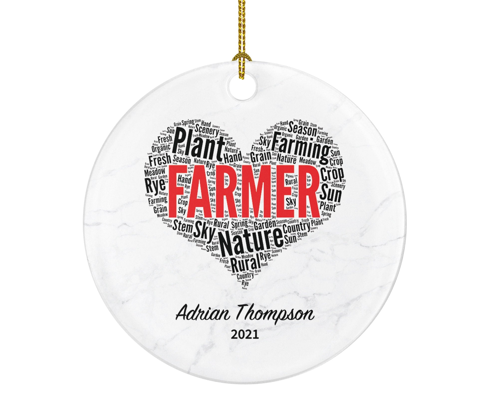Farmer Christmas Ornament Personalized - Farm Worker Gift - Custom Name Year