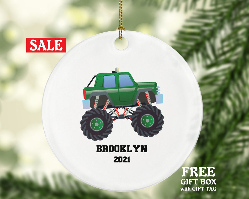 Monster Truck Personalized Christmas Ornament - Driving a Monster Truck  for Child or Anyone that Love Monster Trucks