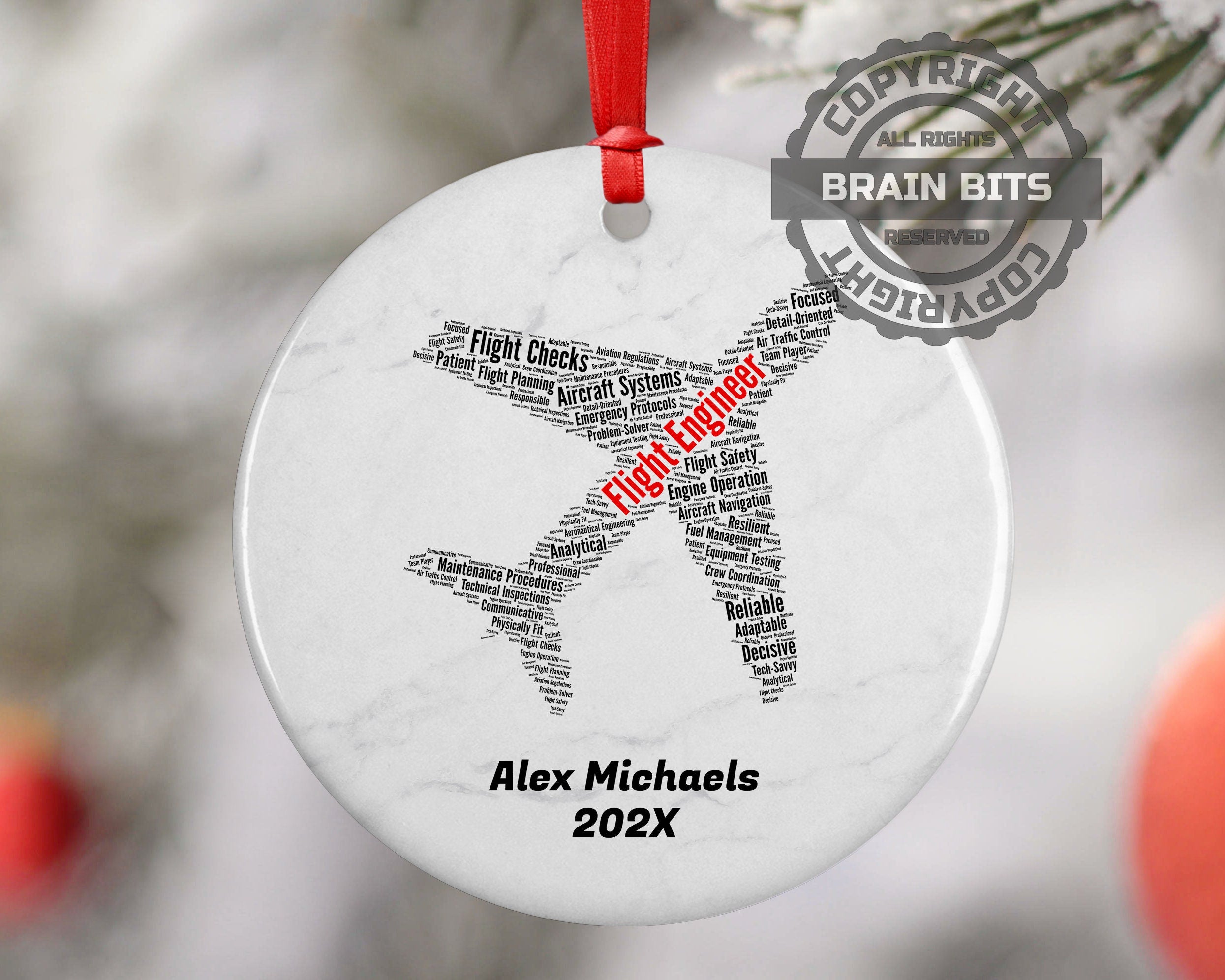 Flight Engineer Personalized Christmas Ornament