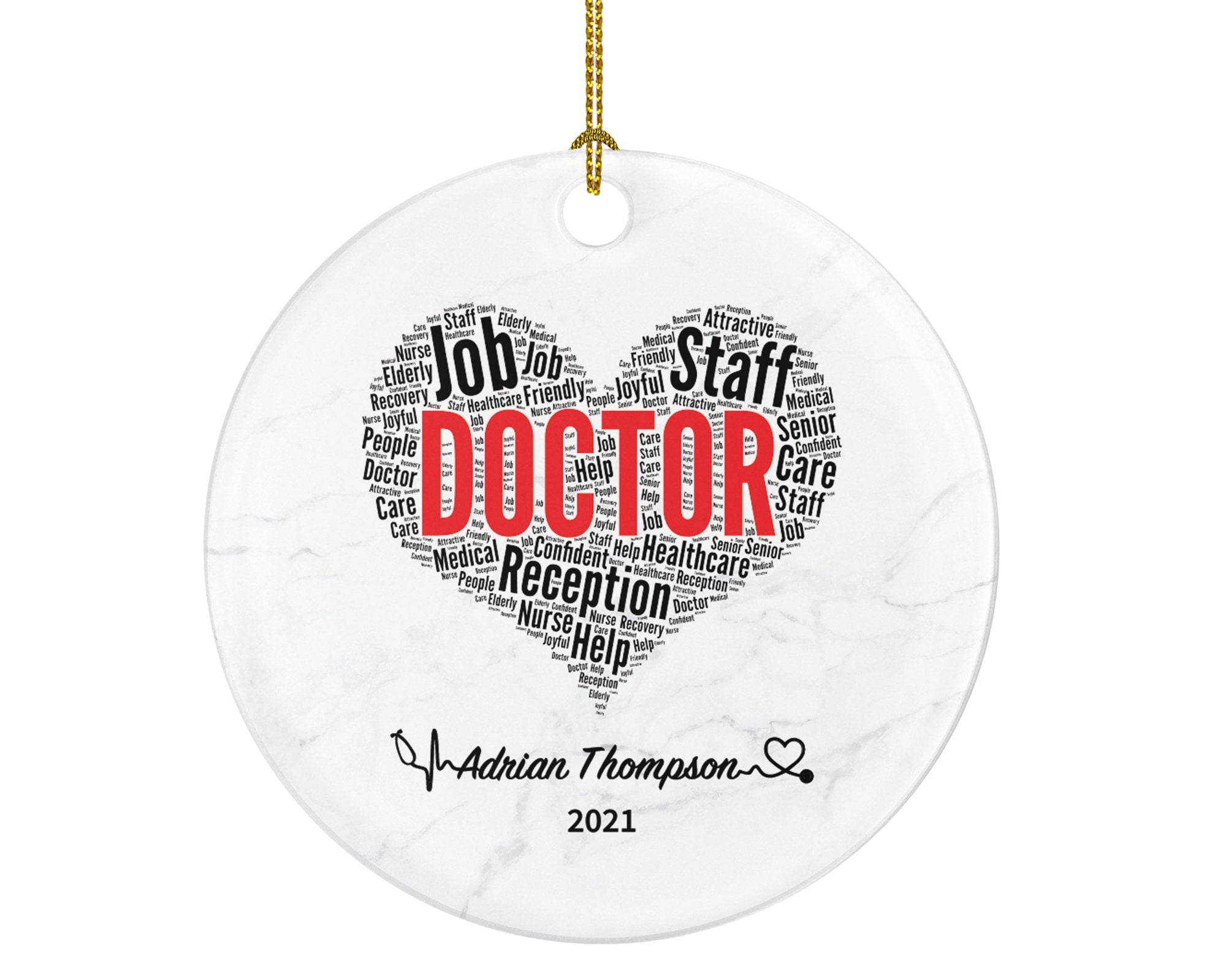 Doctor Christmas Ornament Personalized - Medical Doctor Health Worker Gift from Patient for Physician Practitioner MD