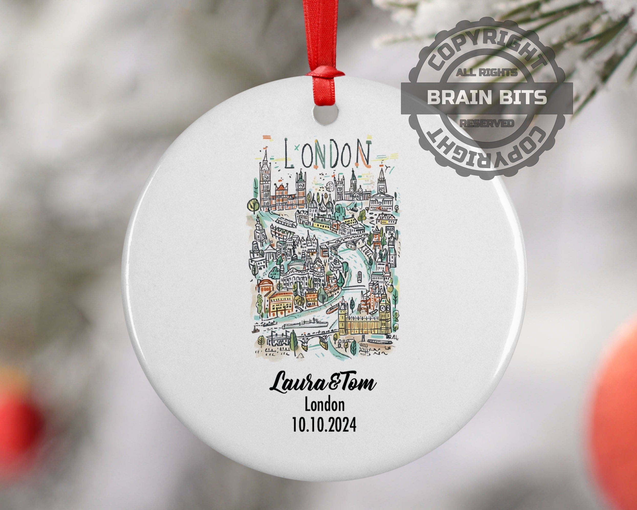 City (Template) Ornament, Engagement, Married, Travel, Gift for Engaged Couple, Engagement Gift, Trip, Vacation Souvenir
