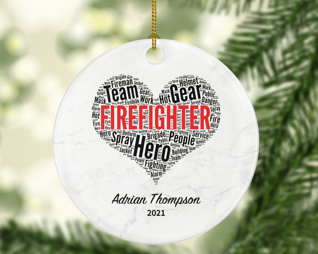 Firefighter Christmas Ornament Personalized - First Responder Holiday Custom Firefighter Thank You Gift Prayer for Firefighter Fireman