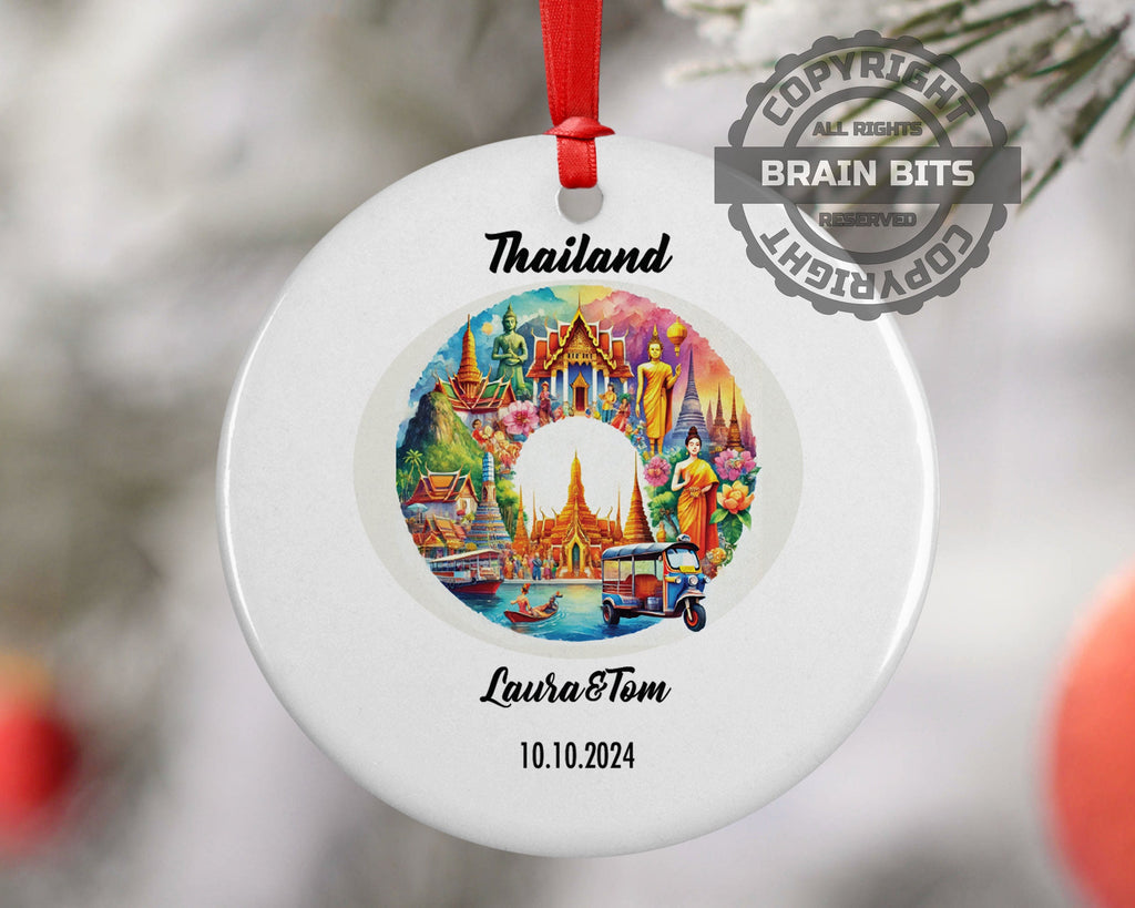 Thailand Ornament, Engagement, Married, Travel, Gift for Engaged Couple, Engagement Gift, Trip, Vacation Souvenir