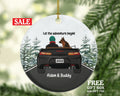 Dog and Driver Male in Convertible Car Personalized Christmas Ornament New Driving Custom Pet Lover Owner Women Gift Fur Holiday Rescue