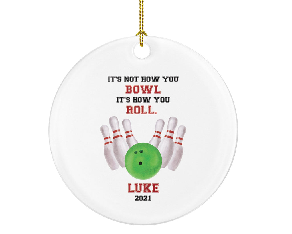 Bowling Christmas Ornament Personalized - Bowling Ball And Pin Strike Ornament, Sport Bowler Gift