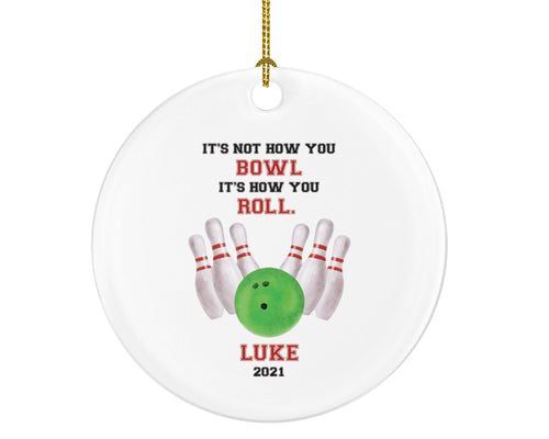 Bowling Christmas Ornament Personalized - Bowling Ball And Pin Strike Ornament, Sport Bowler Gift