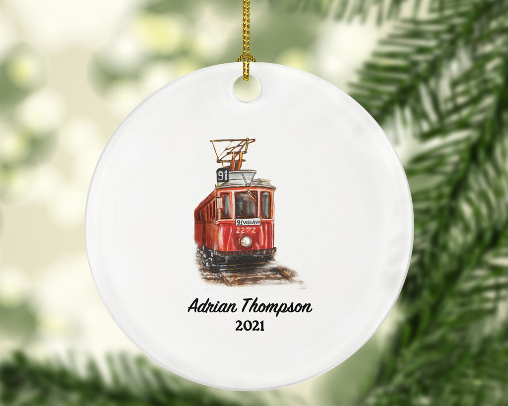 Tram Driver Christmas Ornament Personalized - Tram Worker Gift - Custom Name Year