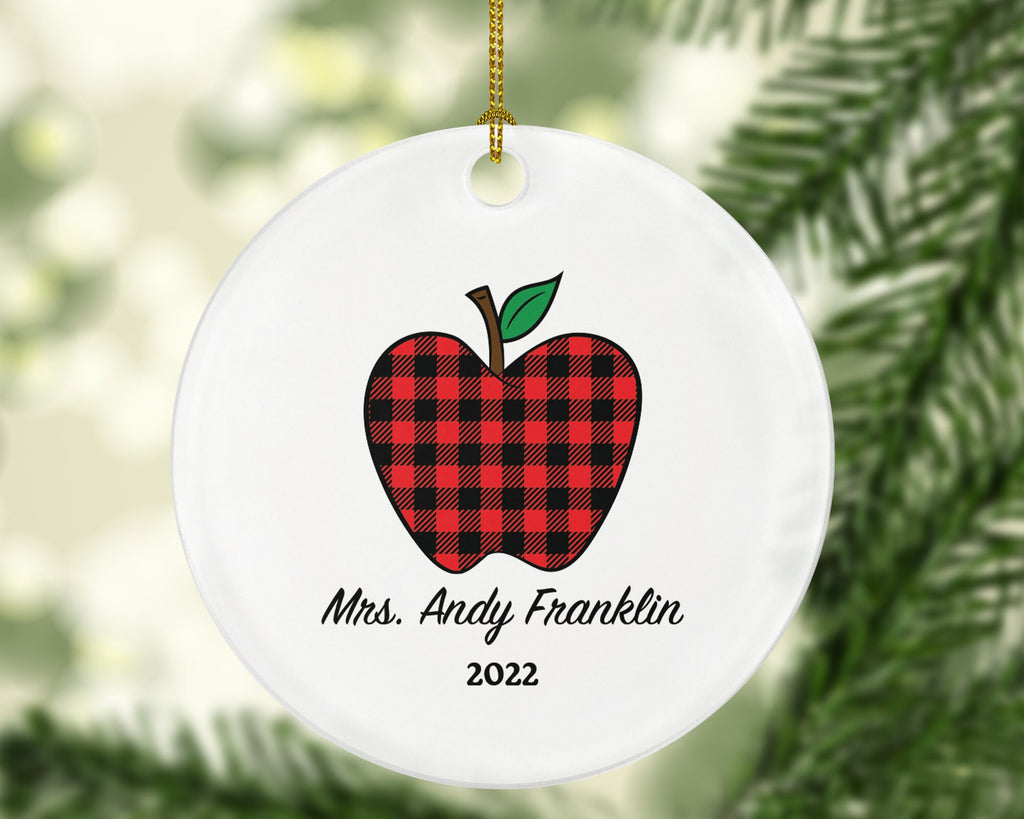 Teacher Ornament Personalized - Apple Teacher Custom Gift Apple from Student Appreciation Mr Mrs School Graduate Graduation