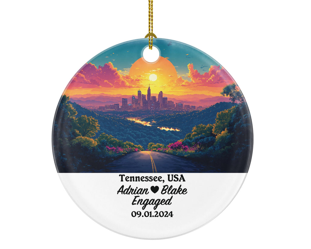 Tennessee Christmas Ornament Personalized - TN Engaged Married Family Together Couple Travel Honeymoon Engagement Marriage